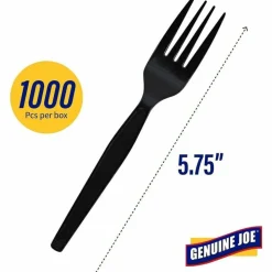 Genuine Joe Heavyweight Fork - 1 Piece(s) - Fork - 1 x Fork - Disposable - Textured - Black - 1000/Carton