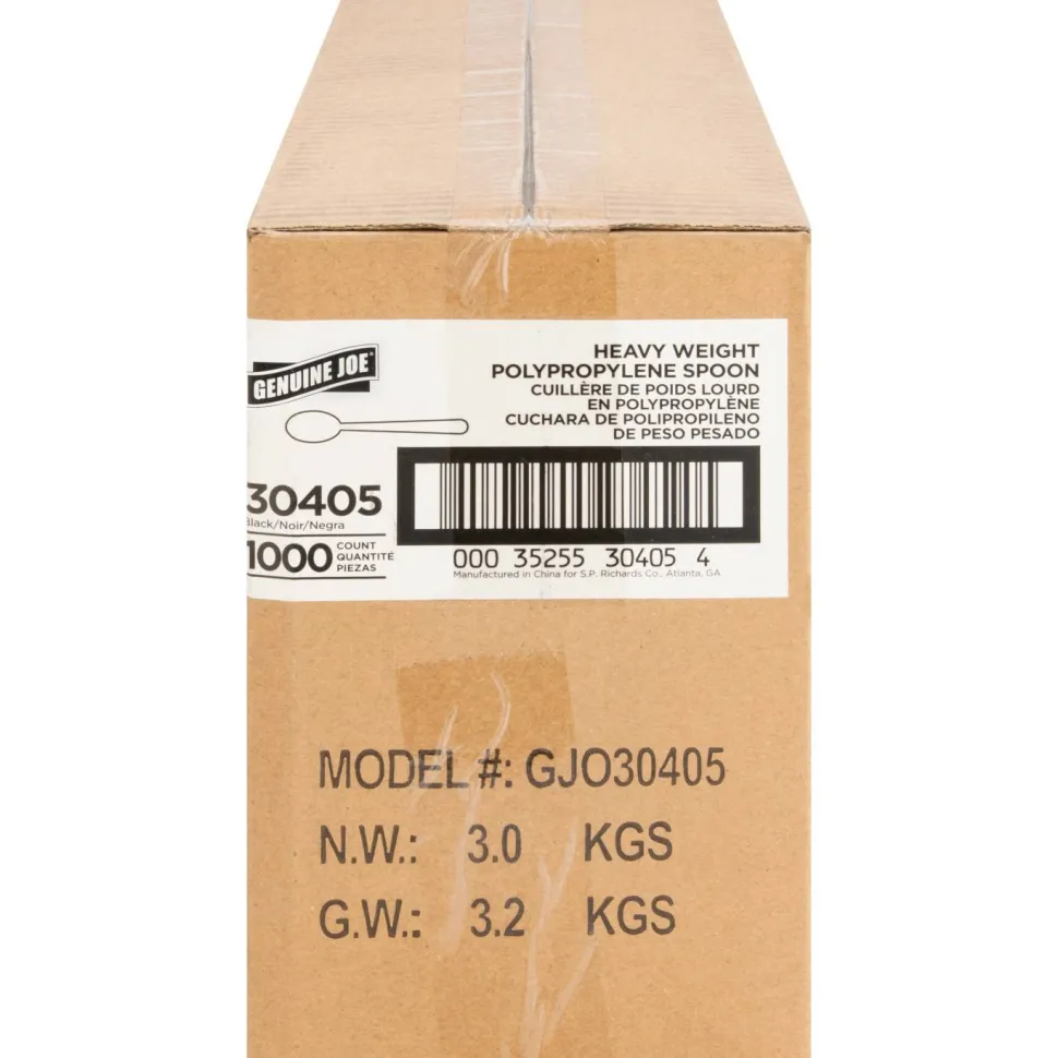 Genuine Joe Heavyweight Spoon - 1 Piece(s) - Spoon - 1 x Spoon - Disposable - Textured - Black - 1000/Carton