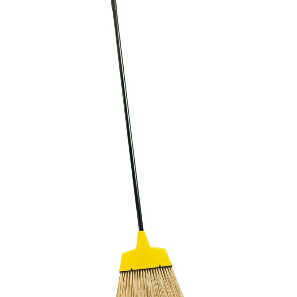 Genuine Joe High-Performance Angled Broom, 12", Yellow