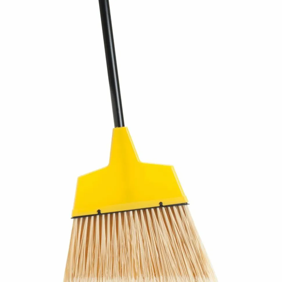 Genuine Joe High-Performance Angled Broom, 12", Yellow
