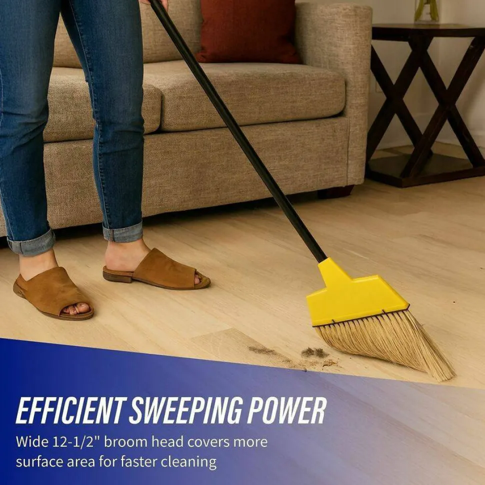 Genuine Joe High-Performance Angled Broom, 12", Yellow