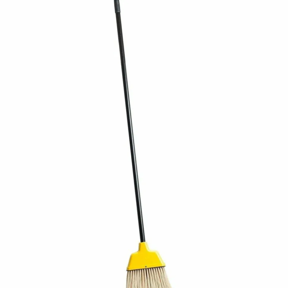 Genuine Joe High-Performance Angled Broom, 9", Yellow