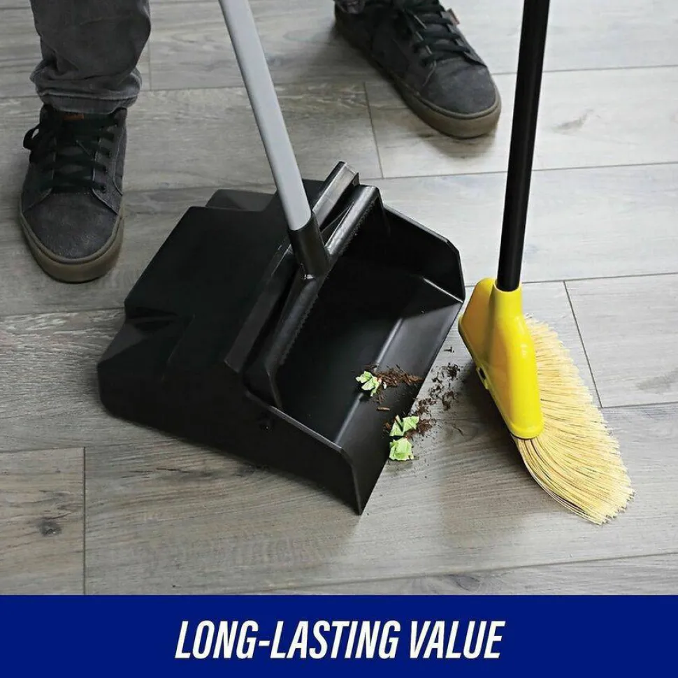 Genuine Joe High-Performance Angled Broom, 9", Yellow