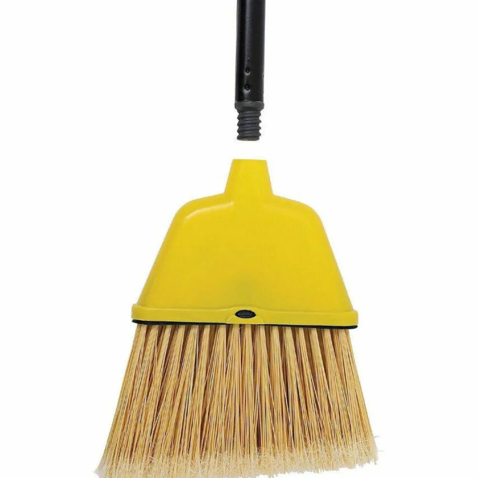 Genuine Joe High-Performance Angled Broom, 9", Yellow