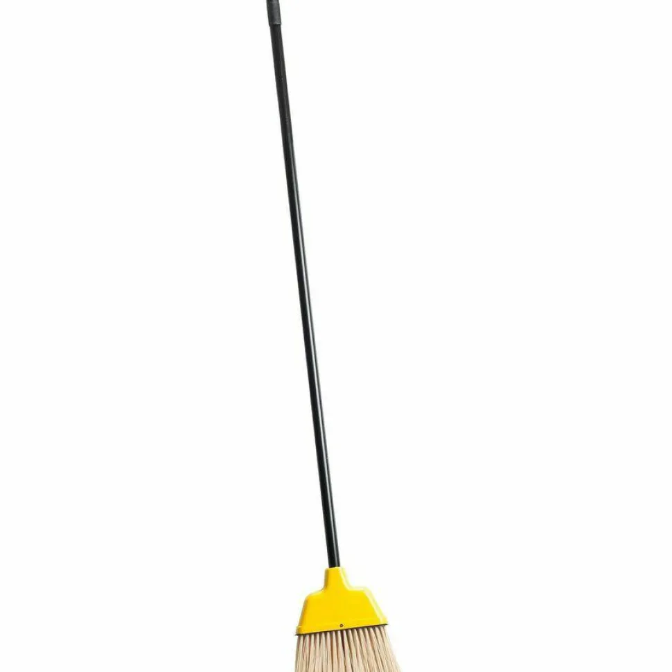 Genuine Joe High-Performance Angled Broom, 9", Yellow