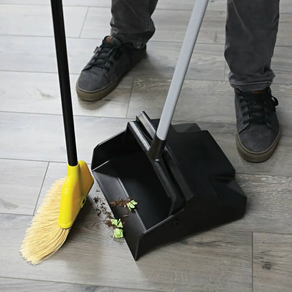 Genuine Joe High-Performance Angled Broom, 9", Yellow