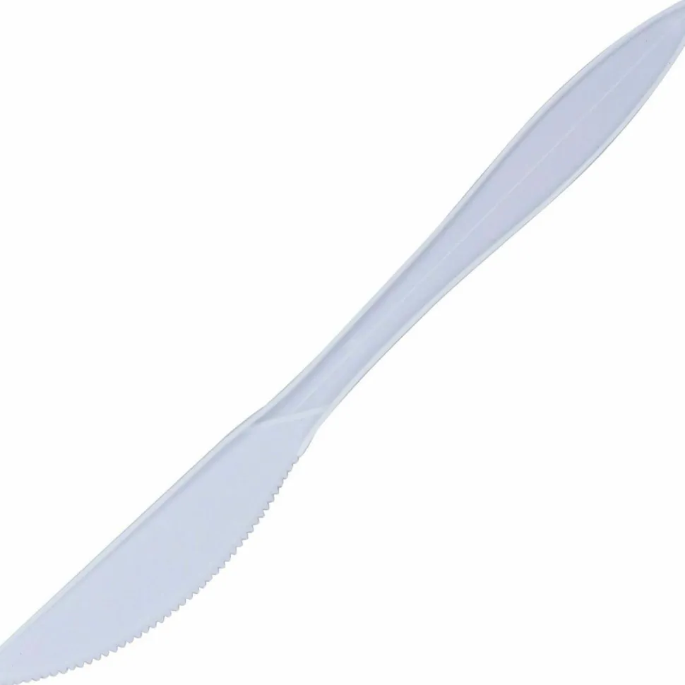 Genuine Joe Individually Wrapped Knife - 1 Piece(s) - Knife - 1 x Knife - Disposable - Polypropylene - White - 1000/Carton