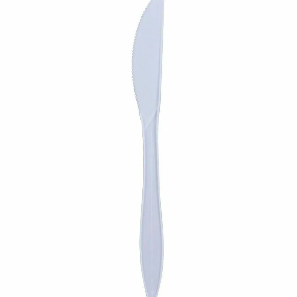 Genuine Joe Individually Wrapped Knife - 1 Piece(s) - Knife - 1 x Knife - Disposable - Polypropylene - White - 1000/Carton
