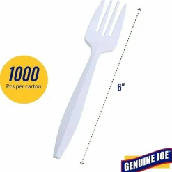 Genuine Joe Individually Wrapped Fork - 1 Piece(s) - Fork - 1 x Fork - Disposable - White - 1000/Carton