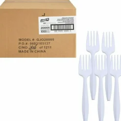 Genuine Joe Individually Wrapped Fork - 1 Piece(s) - Fork - 1 x Fork - Disposable - White - 1000/Carton