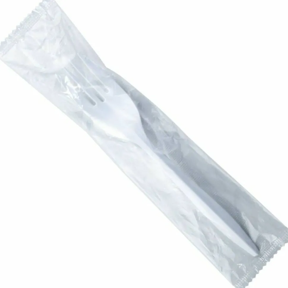 Genuine Joe Individually Wrapped Fork - 1 Piece(s) - Fork - 1 x Fork - Disposable - White - 1000/Carton