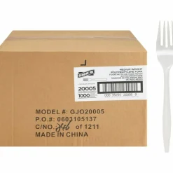 Genuine Joe Individually Wrapped Fork - 1 Piece(s) - Fork - 1 x Fork - Disposable - White - 1000/Carton