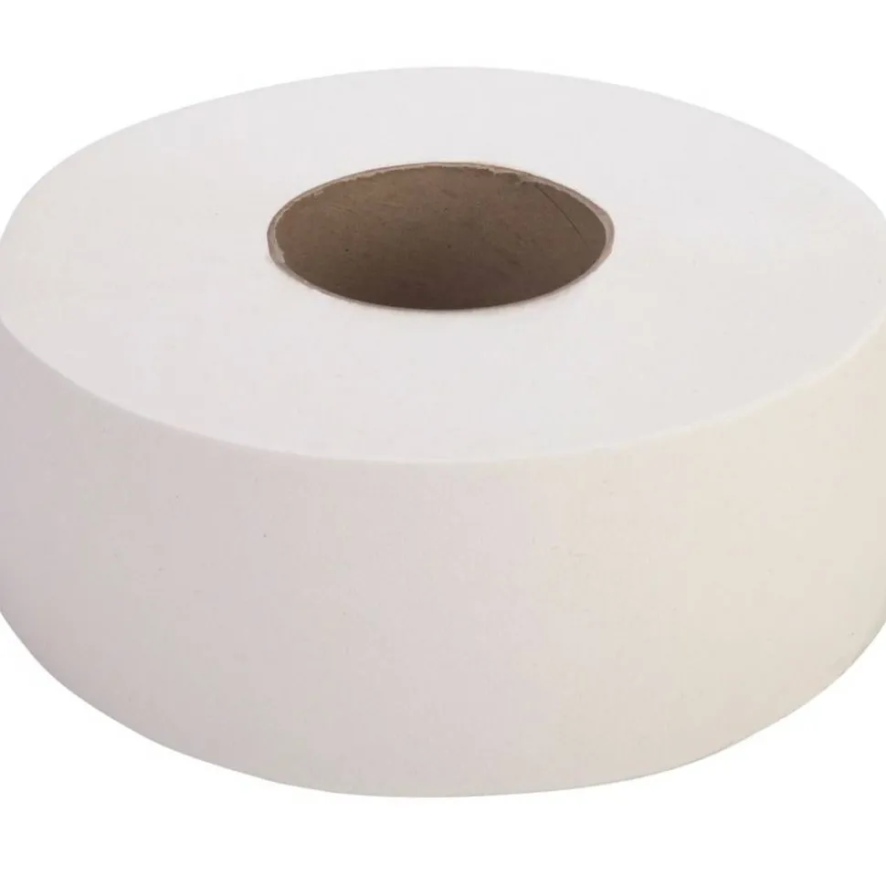 Genuine Joe Jumbo Jr Dispenser Bath Tissue Roll - 2 Ply - 3.30" Width x 700 ft Length - 8.88" Roll Diameter - White - Fiber - 12 / Carton