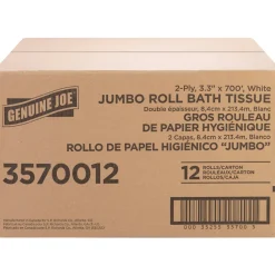 Genuine Joe Jumbo Jr Dispenser Bath Tissue Roll - 2 Ply - 3.30