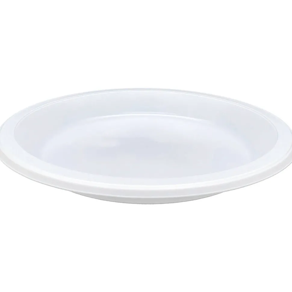 Genuine Joe 10-1/4" Large Plastic Plates - 125 / Pack - 10.25" Diameter Plate - Plastic - Disposable - Warm White - 500 Piece(s) / Carton