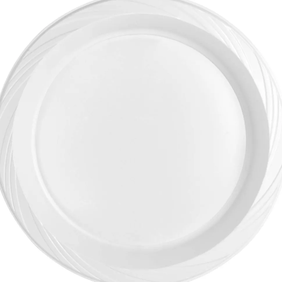 Genuine Joe 10-1/4" Large Plastic Plates - 125 / Pack - 10.25" Diameter Plate - Plastic - Disposable - Warm White - 500 Piece(s) / Carton