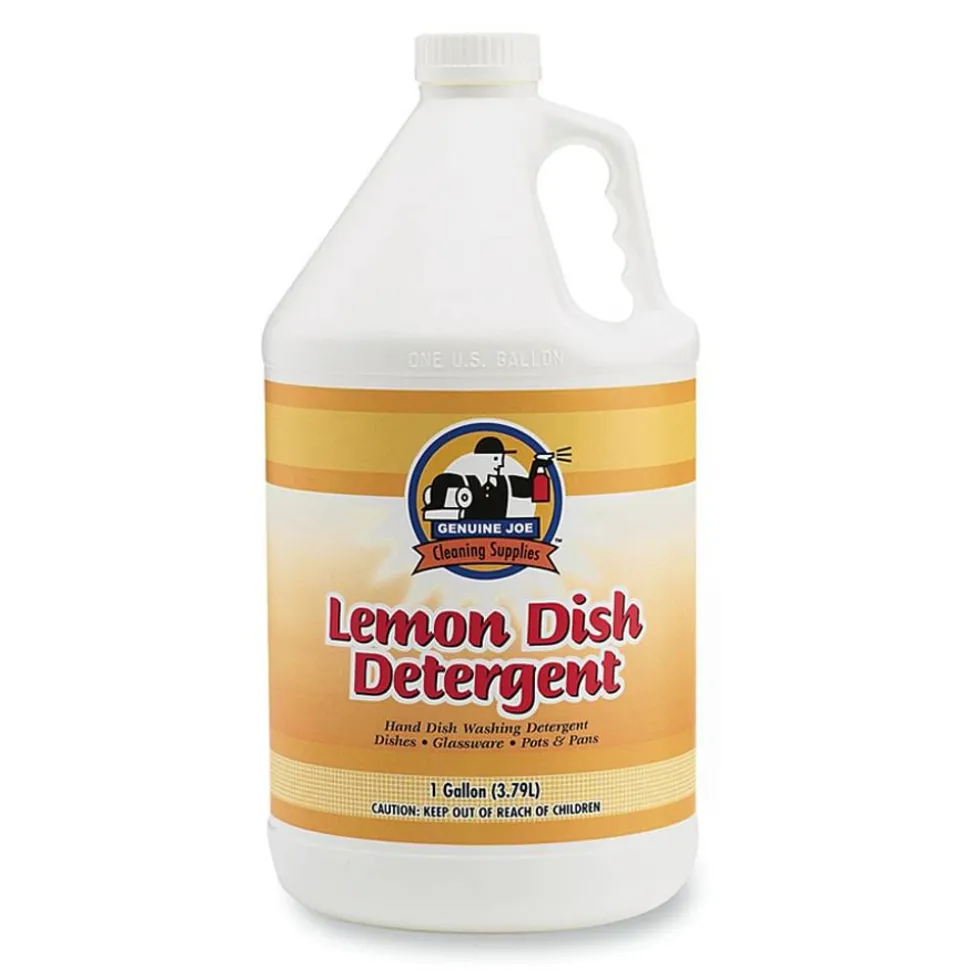 Genuine Joe Lemon Scent Dishwashing Detergent, 128 Oz Bottle