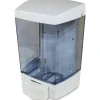 Genuine Joe Liquid Soap Dispenser - Manual - 1.44 quart Capacity - See-through Tank, Water Resistant - White - 1Each