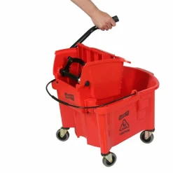Genuine Joe Mop Bucket And Wringer Combination, 26 Quarts, Red
