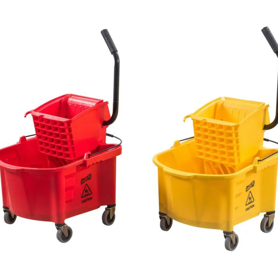 Genuine Joe Mop Bucket And Wringer Combination, 26 Quarts, Red