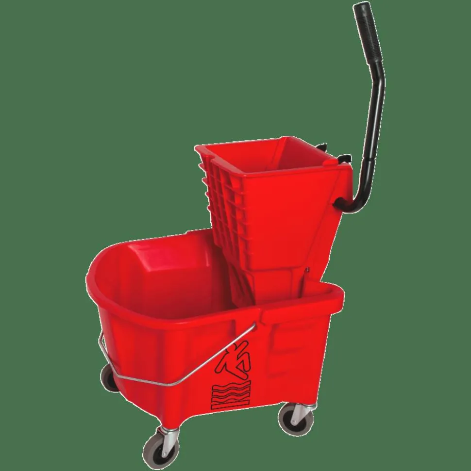 Genuine Joe Mop Bucket And Wringer Combination, 26 Quarts, Red