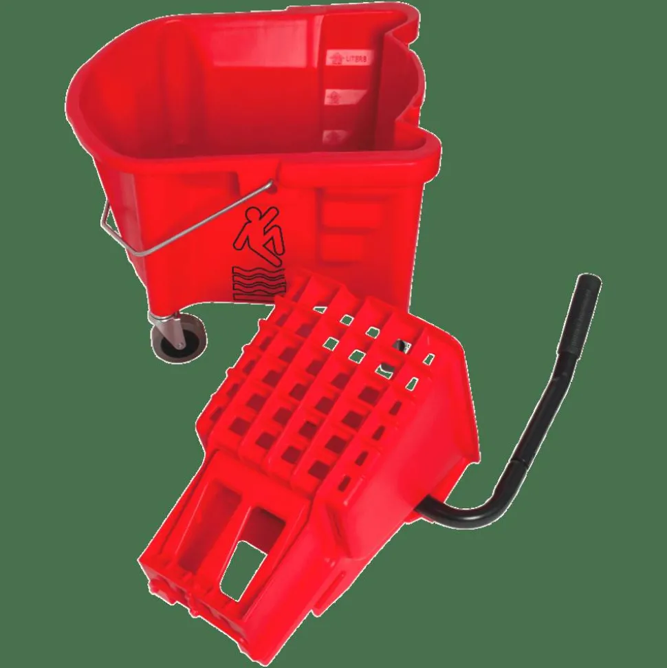 Genuine Joe Mop Bucket And Wringer Combination, 26 Quarts, Red