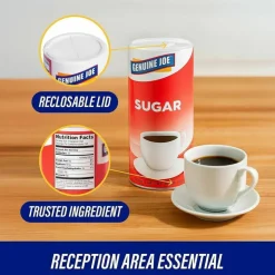 Genuine Joe 20 oz. Sugar Canister - Canister - 1.2 lb (20 oz) - Natural Sweetener - 24/Carton