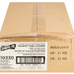 Genuine Joe Plastic Round Tablecovers, 84