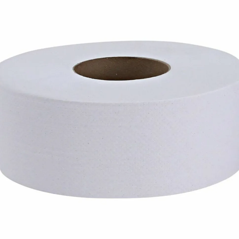 Genuine Joe 2-ply Jumbo Roll Dispenser Bath Tissue - 2 Ply - 3.30" Width x 650 ft Length - 3 19/64" Core - White - 12 / Carton