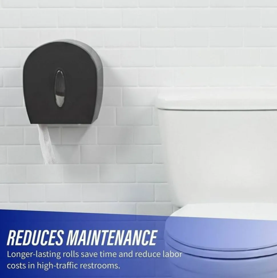 Genuine Joe 2-ply Jumbo Roll Dispenser Bath Tissue - 2 Ply - 3.30" Width x 650 ft Length - 3 19/64" Core - White - 12 / Carton