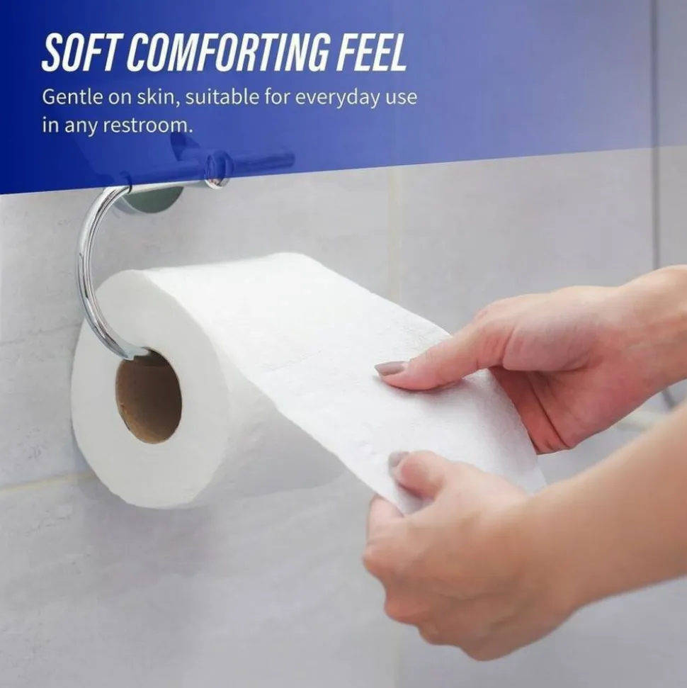 Genuine Joe 2-ply Standard Bath Tissue Rolls - 2 Ply - 4" Width x 3.20" Length - 500 Sheets/Roll - 1 5/8" Core - White - 96 / Carton