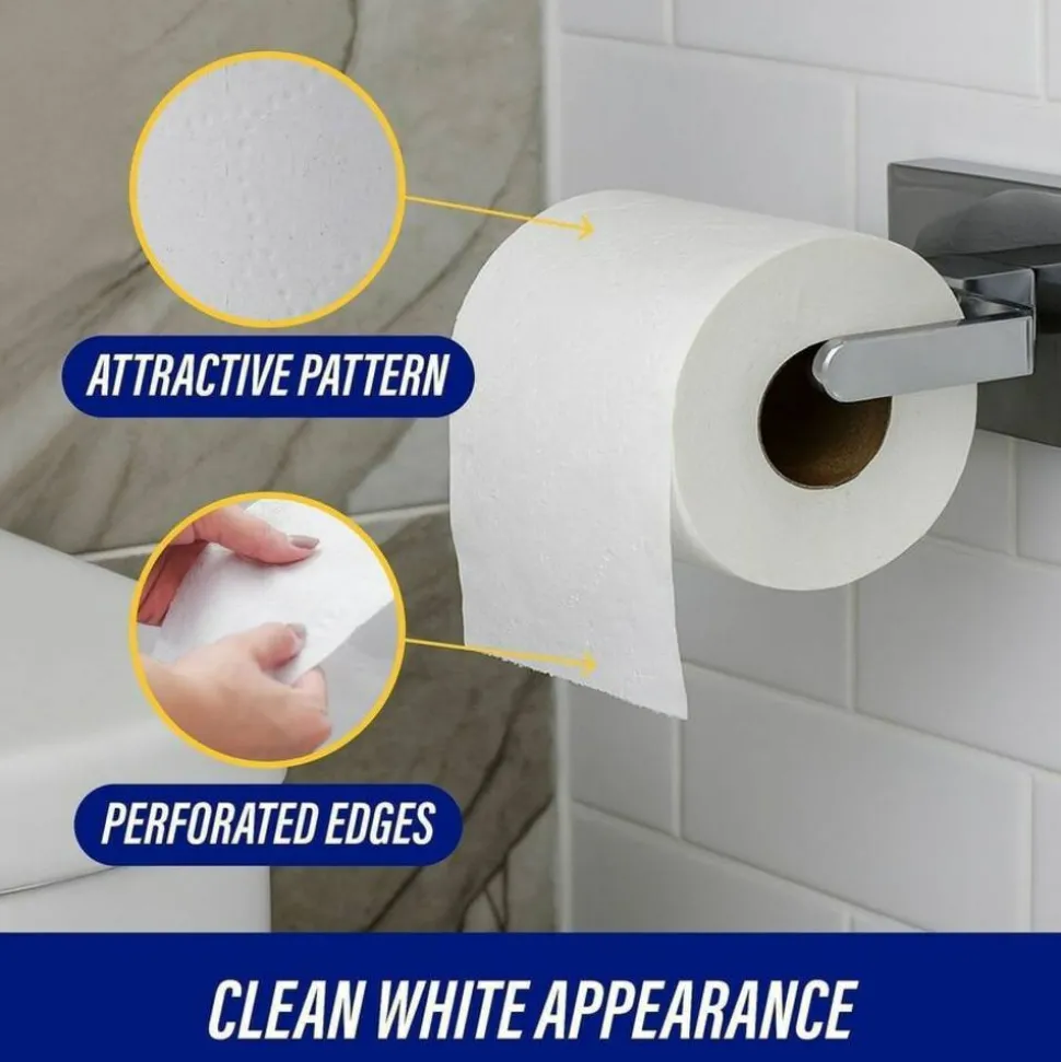 Genuine Joe 2-ply Standard Bath Tissue Rolls - 2 Ply - 4" Width x 3.20" Length - 500 Sheets/Roll - 1 5/8" Core - White - 96 / Carton