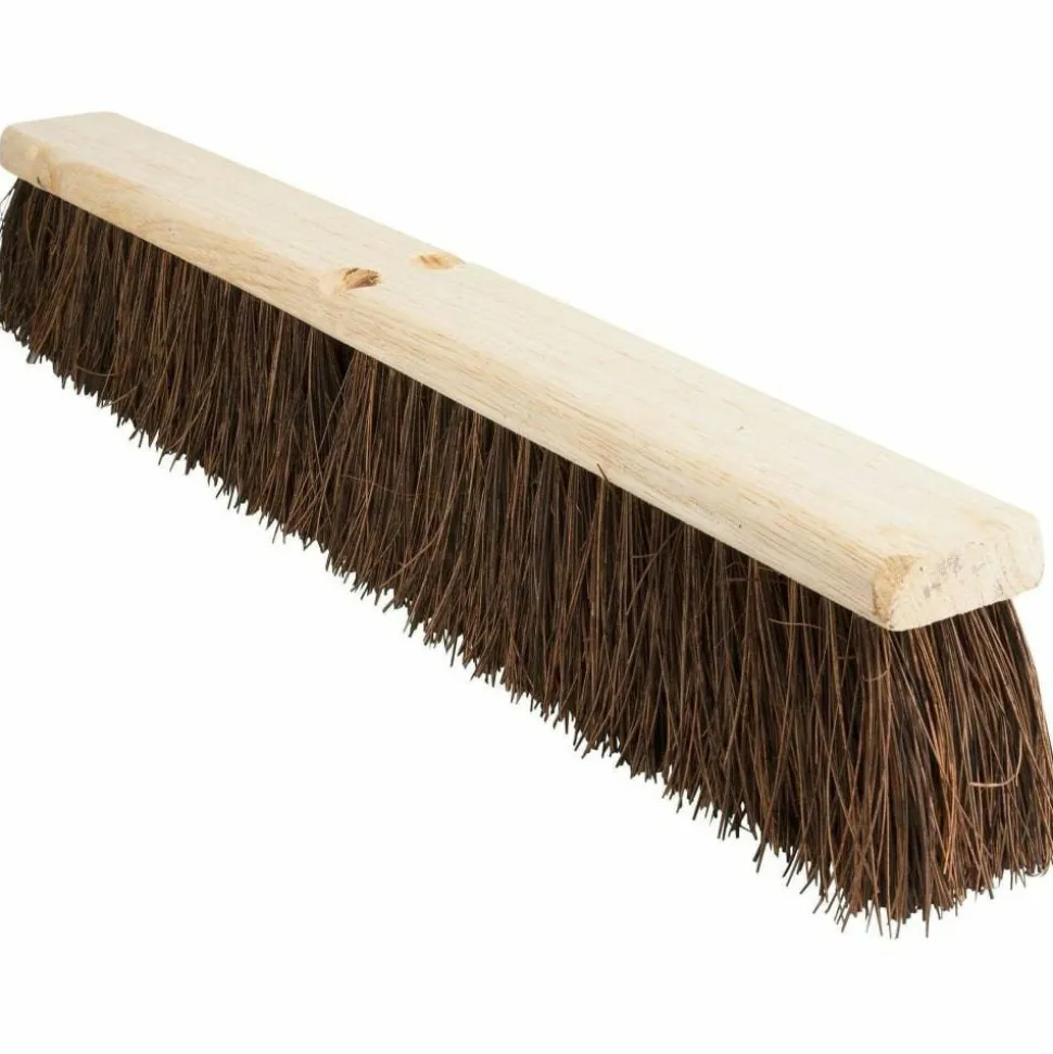 Genuine Joe 24" Push Broomhead - Brown - Lacquered Wood24" Length - 1 Each