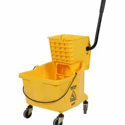 Genuine Joe 35-quart Side Press Mop Bucket & Wringer Combo - 8.75 gal - Caster - 21" x 16" x 14" - Yellow - 18 / Pallet