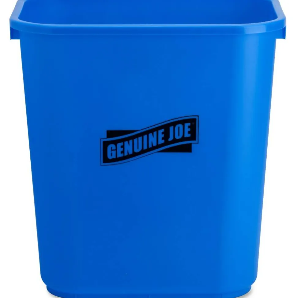 Genuine Joe Recycle Wastebasket, 15"H x 14 1/2"W x 10 1/2"D, 7.13-Gallon Capacity, Blue