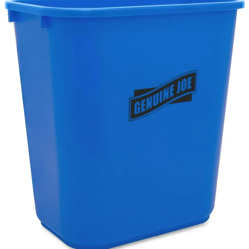 Genuine Joe Recycle Wastebasket, 15"H x 14 1/2"W x 10 1/2"D, 7.13-Gallon Capacity, Blue