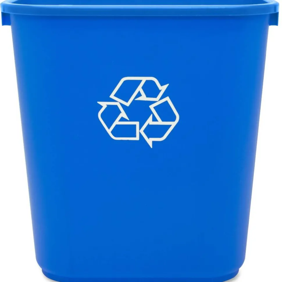 Genuine Joe Recycle Wastebasket, 15"H x 14 1/2"W x 10 1/2"D, 7.13-Gallon Capacity, Blue