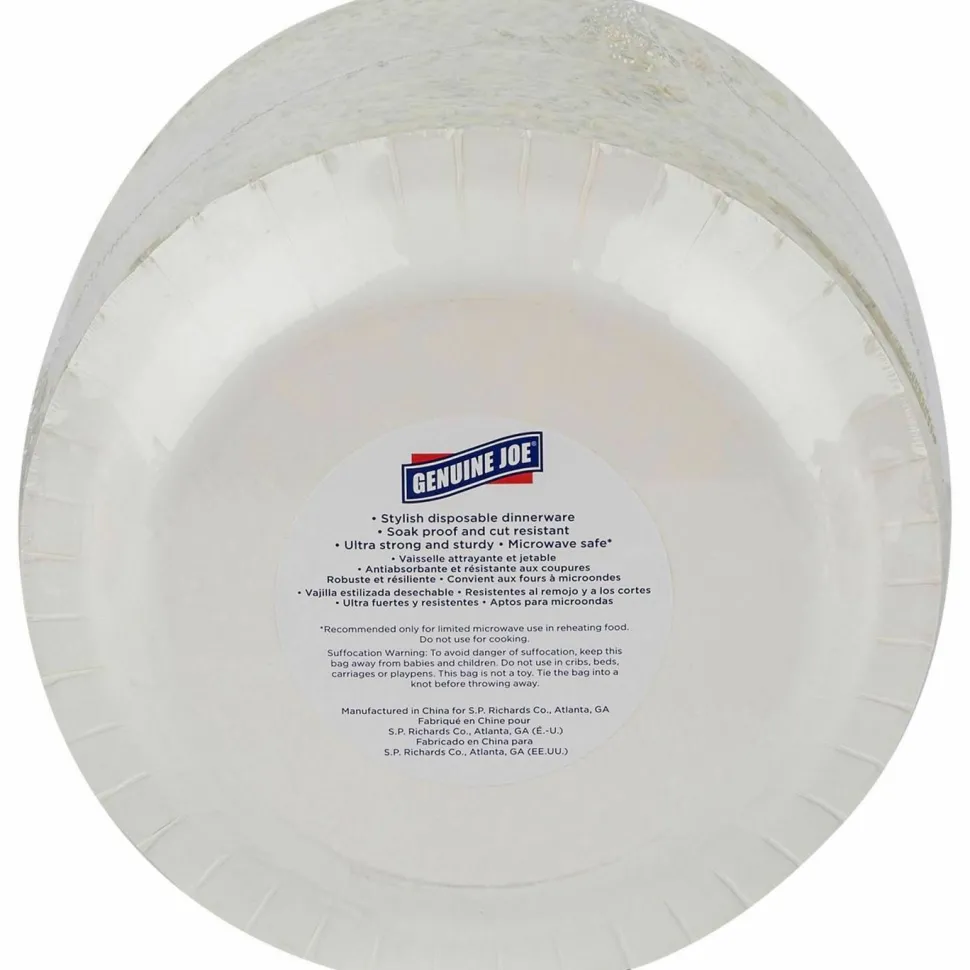 Genuine Joe Round Paper Plates, 8-5/8", Multicolor, Pack of 125 Plates.