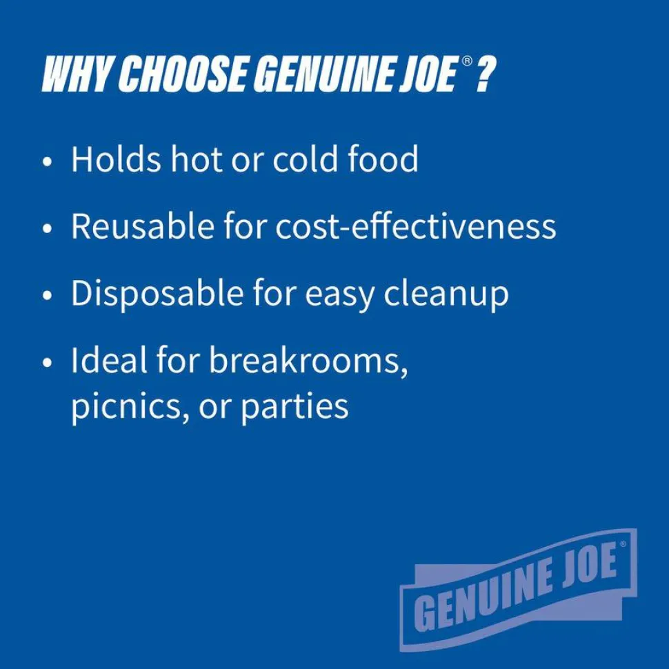 Genuine Joe Round Plastic Black Plates - 125 / Pack - 9" Diameter Plate - Plastic - Serving - Disposable - Black - 500 Piece(s) / Carton