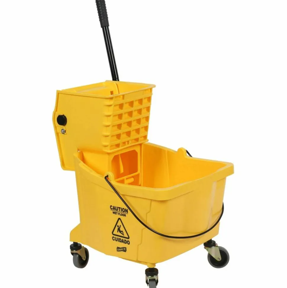Genuine Joe Sidepress Bucket/Wringer Combo, 21"H x 16"W x 14"D, Yellow