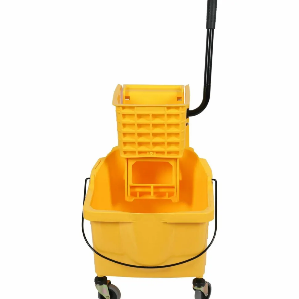 Genuine Joe Sidepress Bucket/Wringer Combo, 21"H x 16"W x 14"D, Yellow