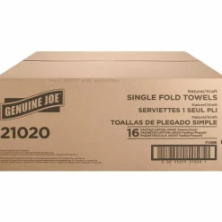 Genuine Joe Single-Fold 1-Ply Paper Towels, Natural, Pack Of 4000 Sheets