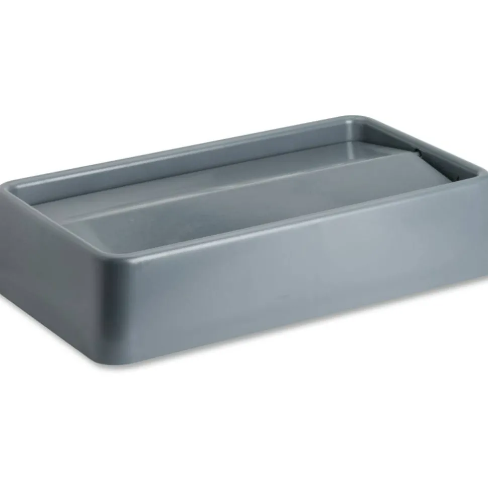 Genuine Joe Space-Saving Container Swing Lid - Rectangular - Gray - 1 Each