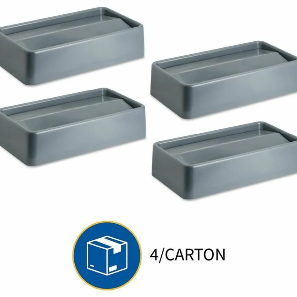 Genuine Joe Space-saving Container Swing Lid - Rectangular - Gray - 4 / Carton