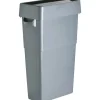Genuine Joe Space-Saving Waste Container, 23 Gallons, 30" x 16 3/4" x 9 1/2", Gray