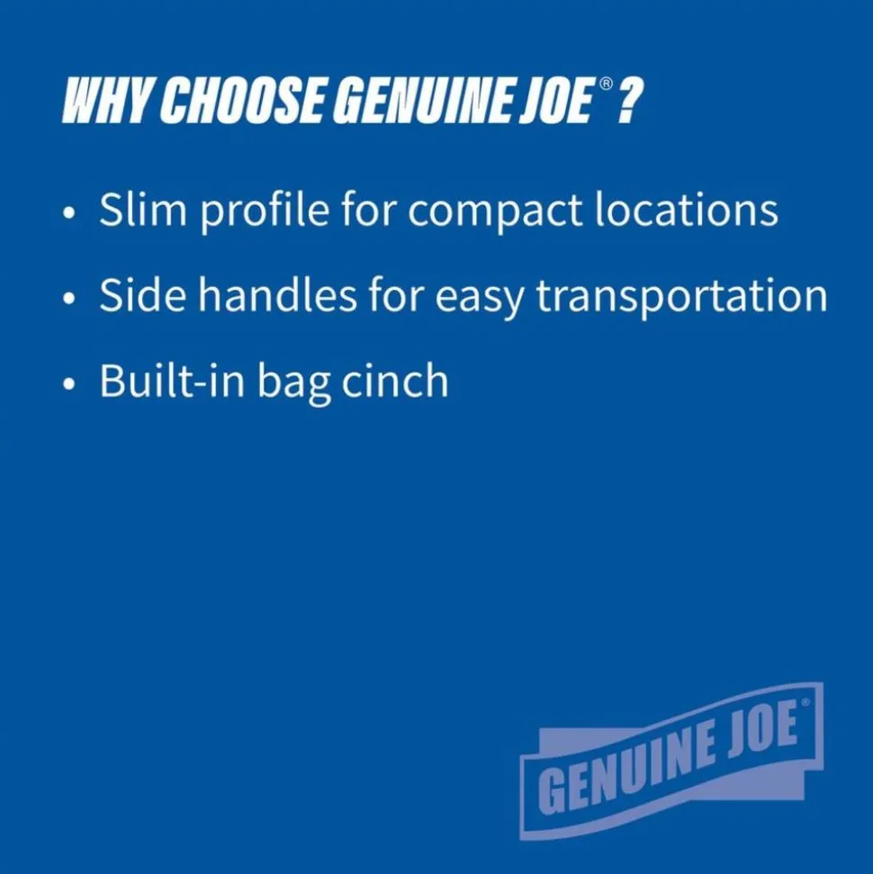 Genuine Joe Space-Saving Waste Container, 23 Gallons, 30" x 16 3/4" x 9 1/2", Gray