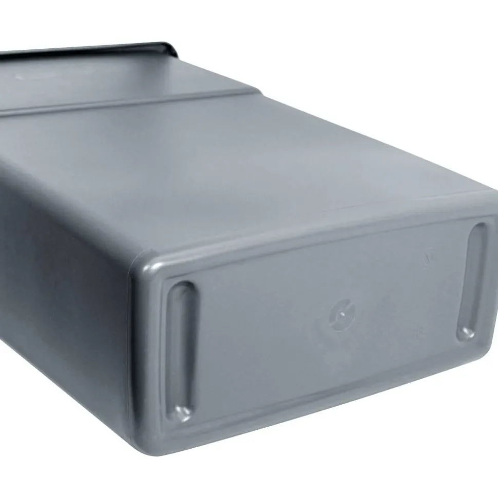 Genuine Joe Space-Saving Waste Container, 23 Gallons, 30" x 16 3/4" x 9 1/2", Gray
