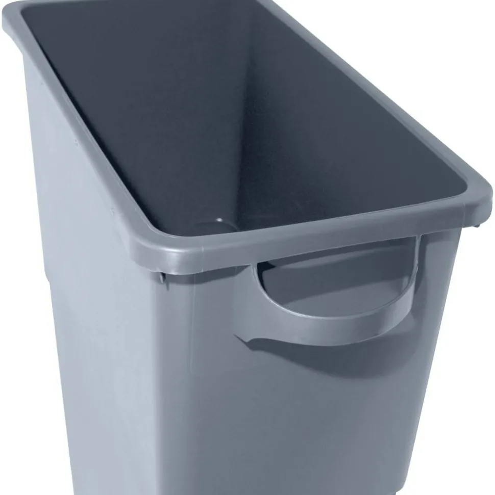 Genuine Joe Space-Saving Waste Container, 23 Gallons, 30" x 16 3/4" x 9 1/2", Gray