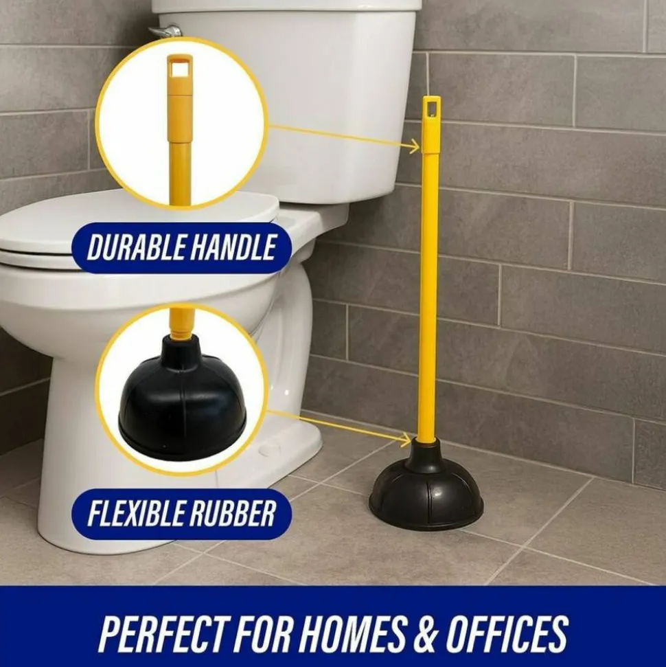 Genuine Joe Value Plus Plunger, 23" x 5 3/4", Yellow