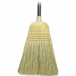 Genuine Joe Warehouse Broom - Corn Fiber Bristle - 38" Handle Length - 57" Overall Length - Lacquered Wood Handle - 6 / Carton - Natural